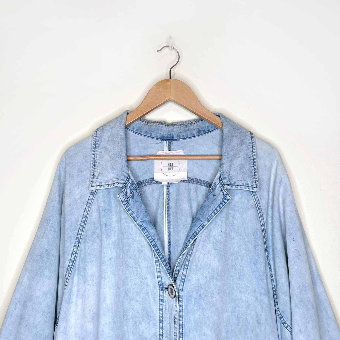 hei hei bleached floral denim duster jacket - size medium