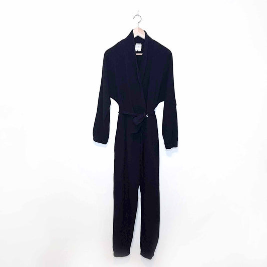 hei hei benna wrap black gauzy cotton jumpsuit - size xs