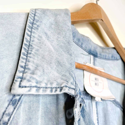 hei hei bleached floral denim duster jacket - size medium