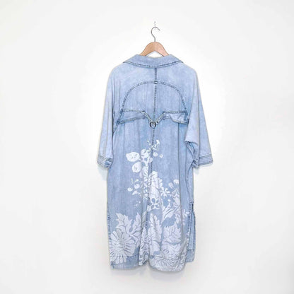 hei hei bleached floral denim duster jacket - size medium
