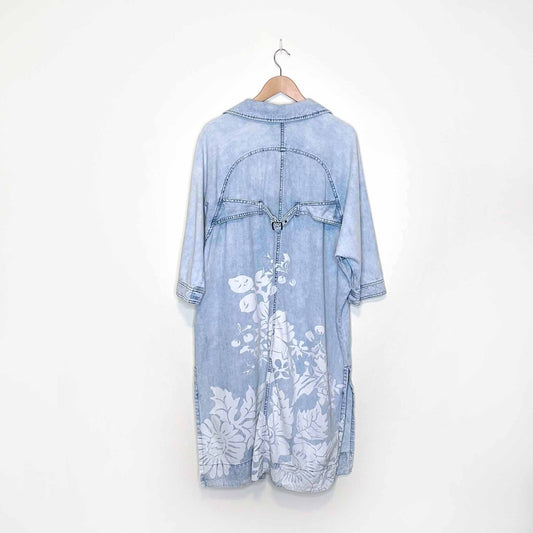 hei hei bleached floral denim duster jacket - size medium