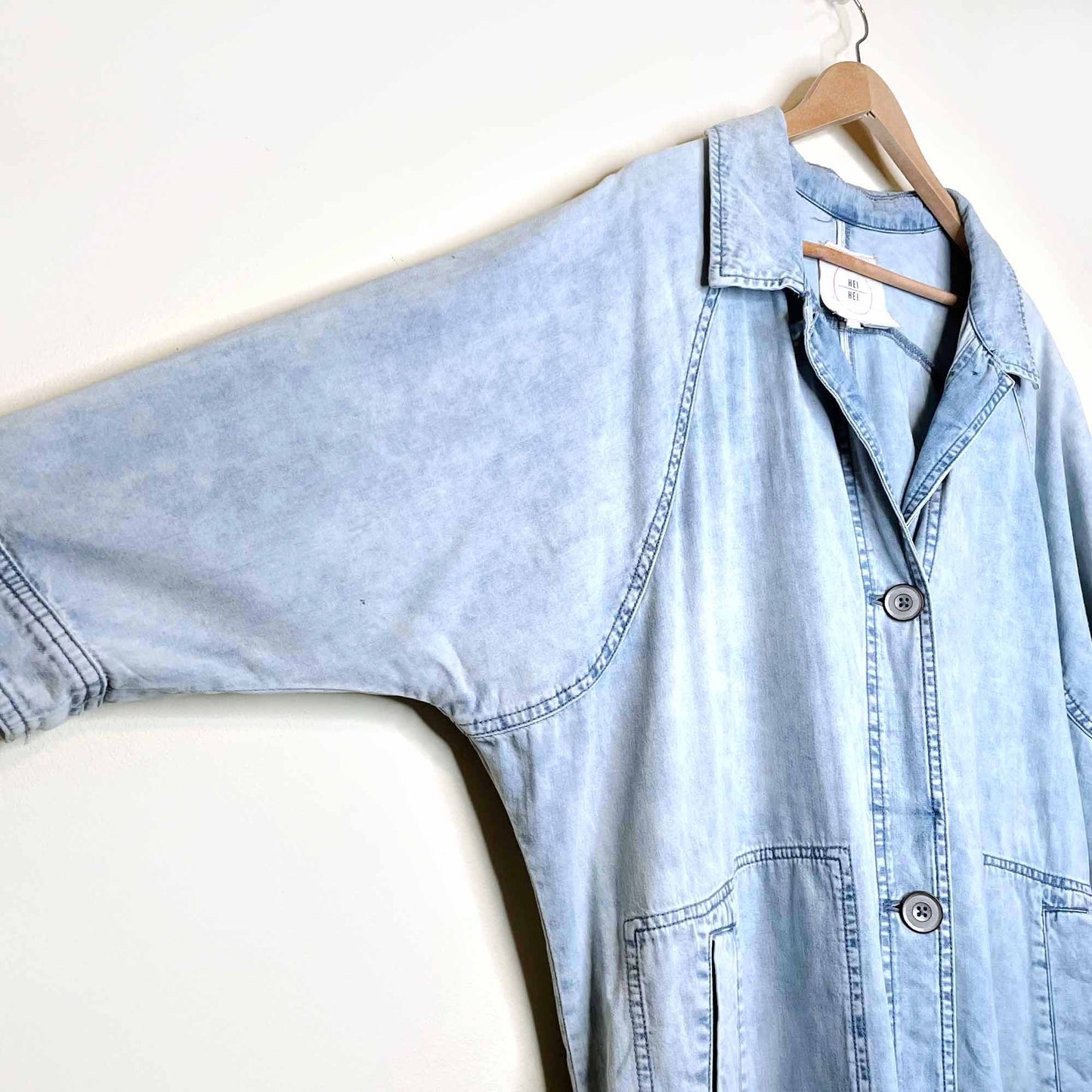 hei hei bleached floral denim duster jacket - size medium