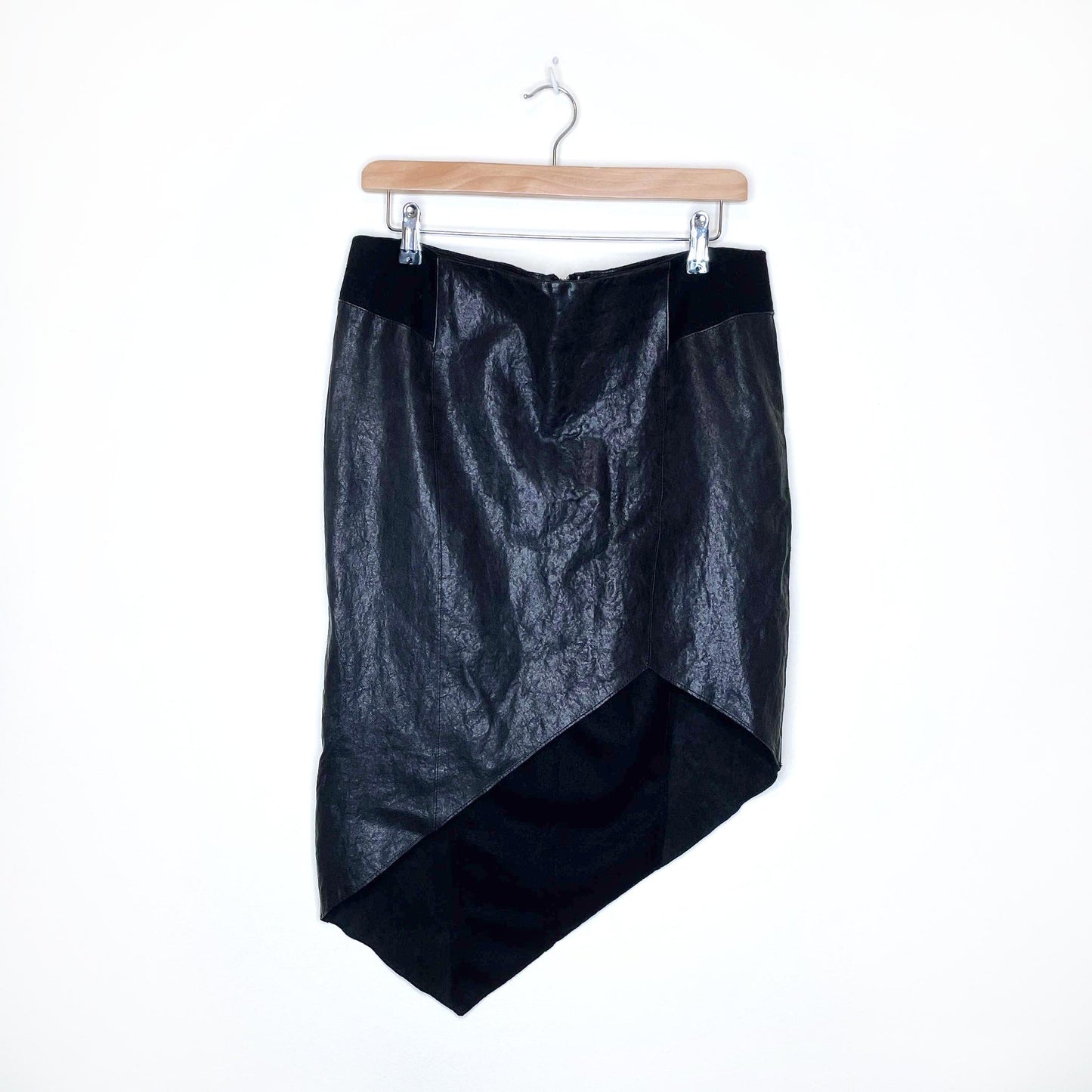 helmut lang petrol leather panel asymmetrical skirt - size 10