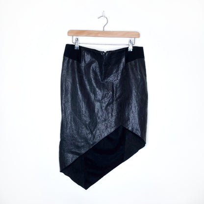 helmut lang petrol leather panel asymmetrical skirt - size 10