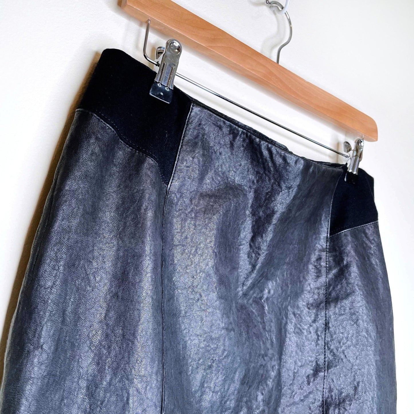 helmut lang petrol leather panel asymmetrical skirt - size 10