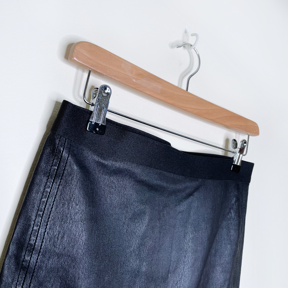 helmut lang black stretch lambskin high rise skirt - size 2
