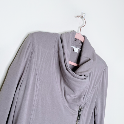 helmut lang grey villous asymmetrical zip moto cardigan jacket - size small