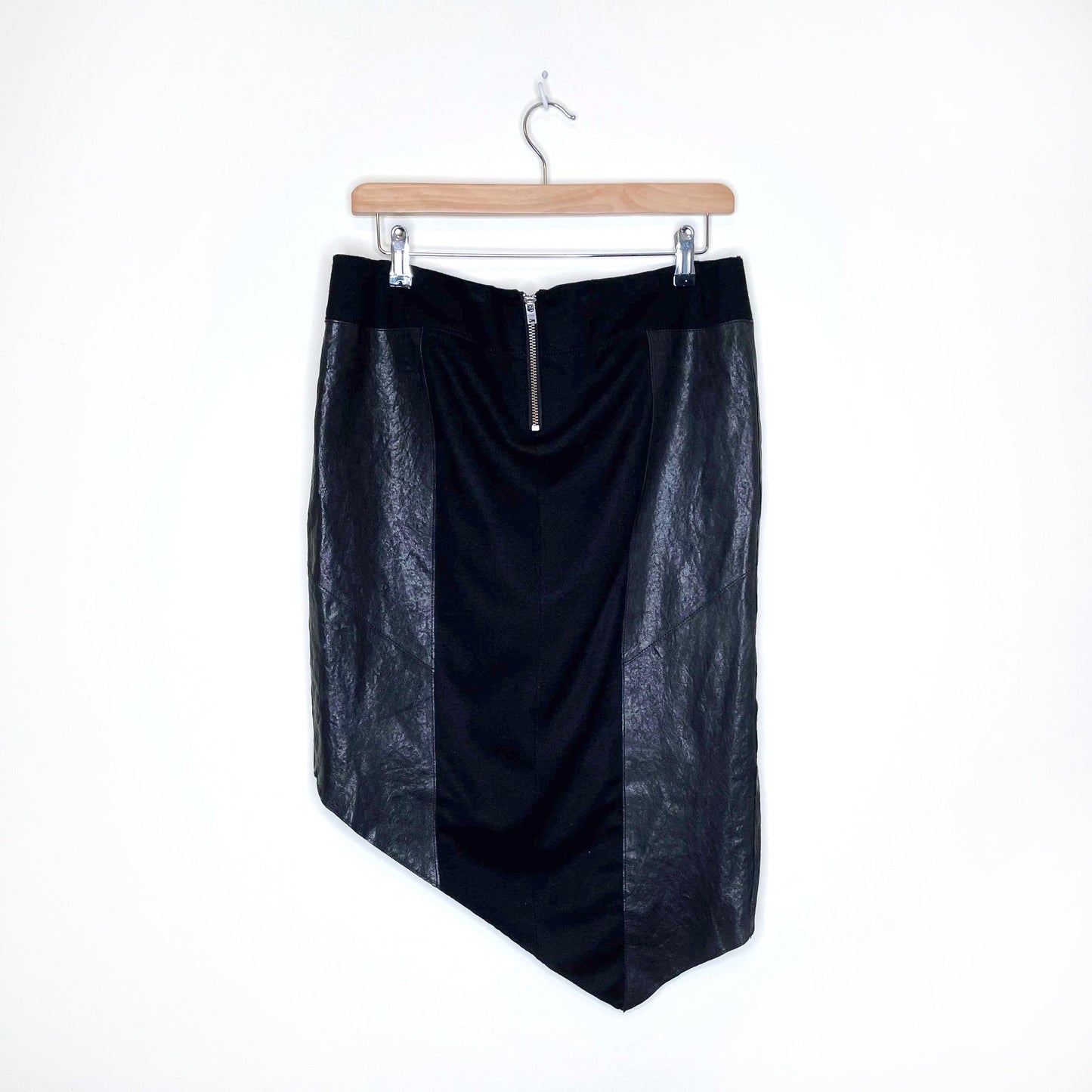 helmut lang petrol leather panel asymmetrical skirt - size 10