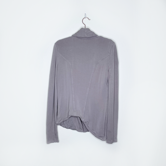 helmut lang grey villous asymmetrical zip moto cardigan jacket - size small