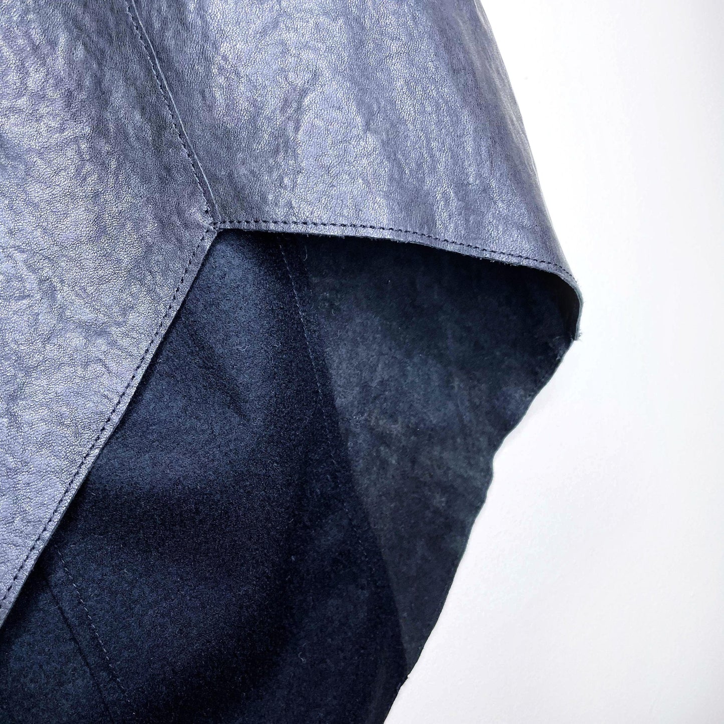 helmut lang petrol leather panel asymmetrical skirt - size 10