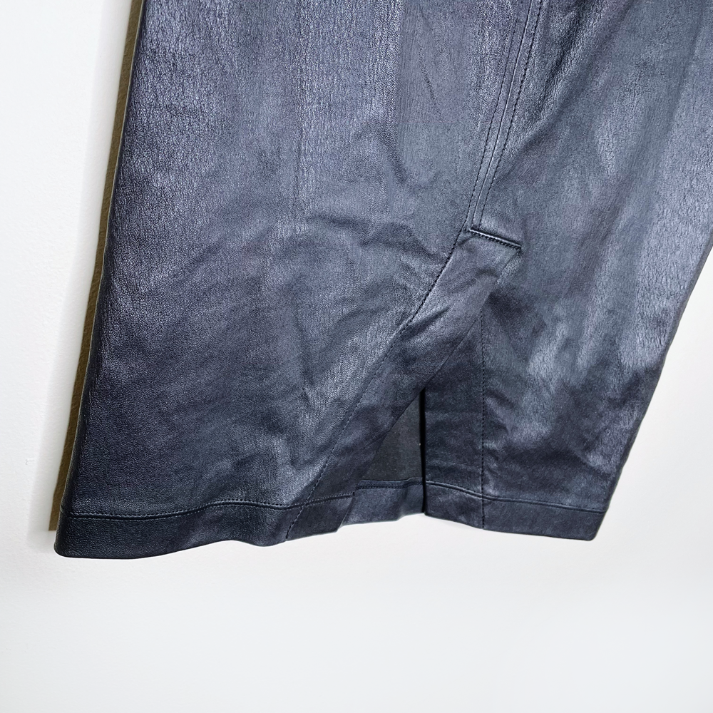 helmut lang black stretch lambskin high rise skirt - size 2