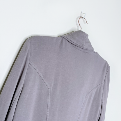 helmut lang grey villous asymmetrical zip moto cardigan jacket - size small