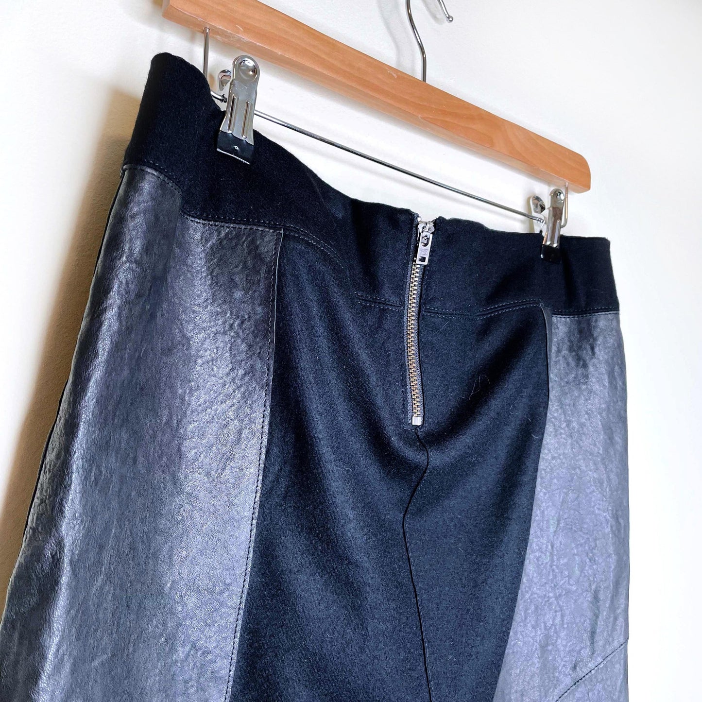 helmut lang petrol leather panel asymmetrical skirt - size 10