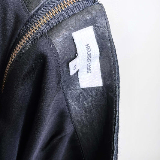 helmut lang petrol leather panel asymmetrical skirt - size 10