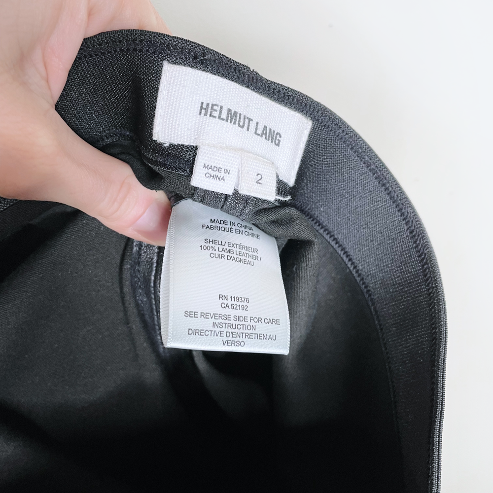 helmut lang black stretch lambskin high rise skirt - size 2
