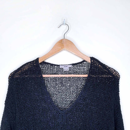 helmut lang slub knit linen-blend v-neck sweater - size P