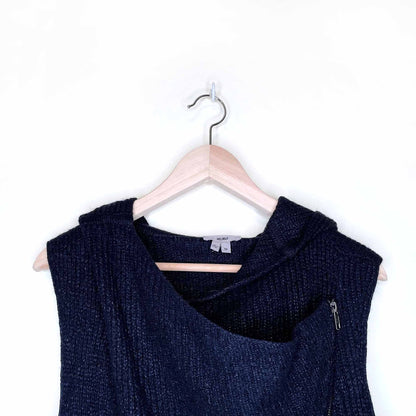 helmut lang boiled wool asymmetrical hooded vest - size medium