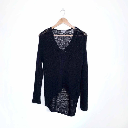 helmut lang slub knit linen-blend v-neck sweater - size P