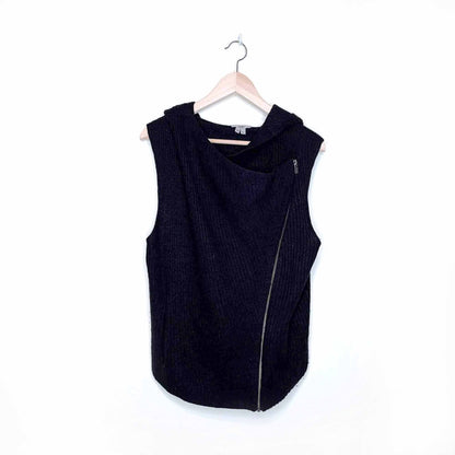 helmut lang boiled wool asymmetrical hooded vest - size medium