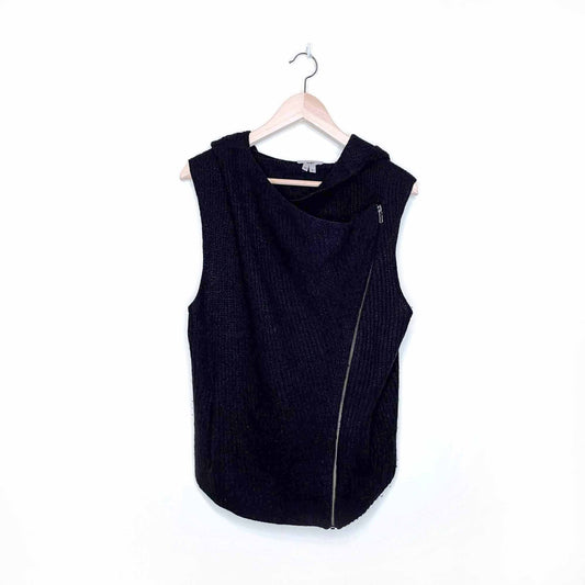 helmut lang boiled wool asymmetrical hooded vest - size medium
