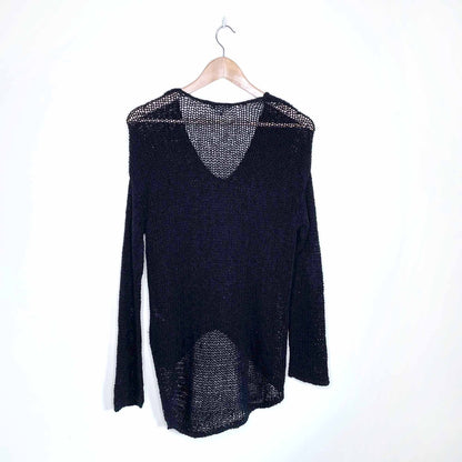 helmut lang slub knit linen-blend v-neck sweater - size P