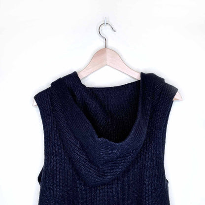 helmut lang boiled wool asymmetrical hooded vest - size medium