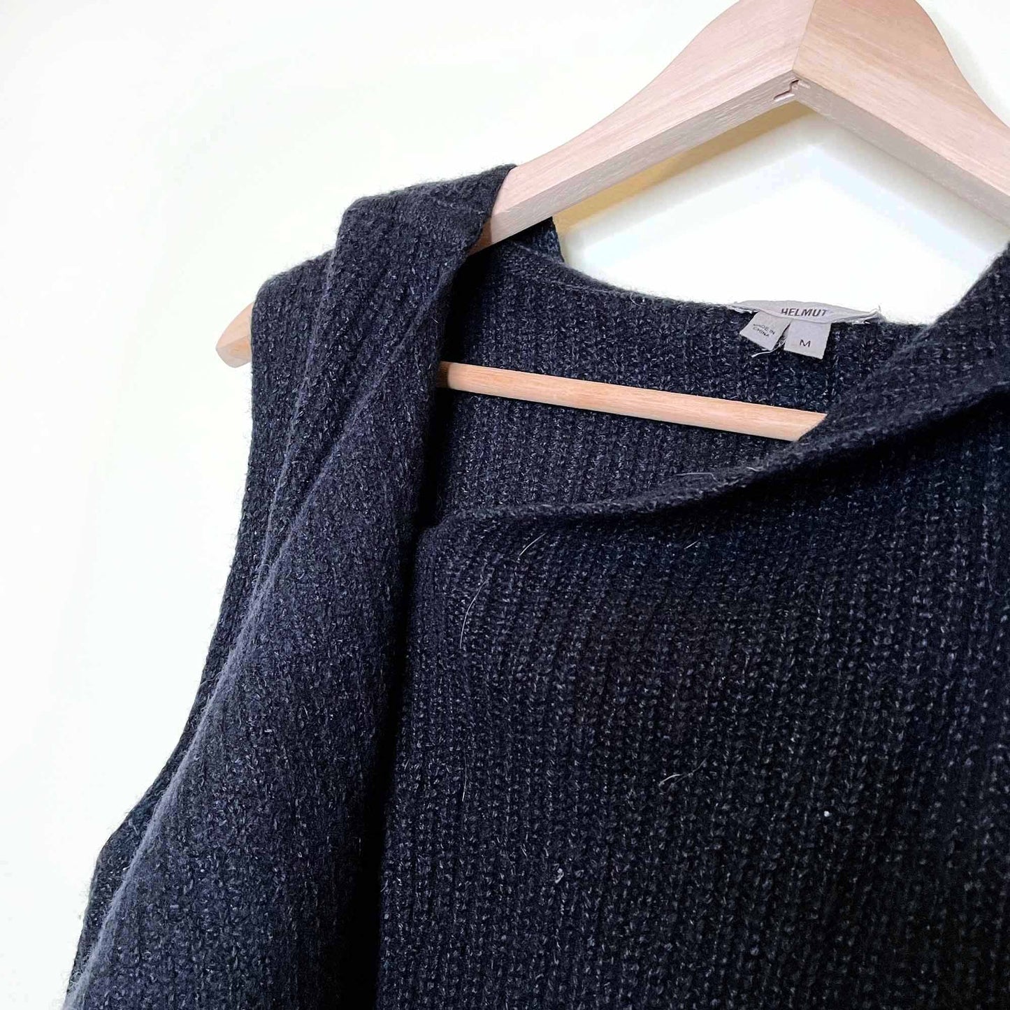 helmut lang boiled wool asymmetrical hooded vest - size medium