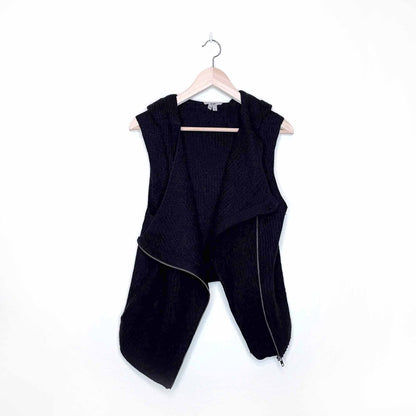 helmut lang boiled wool asymmetrical hooded vest - size medium
