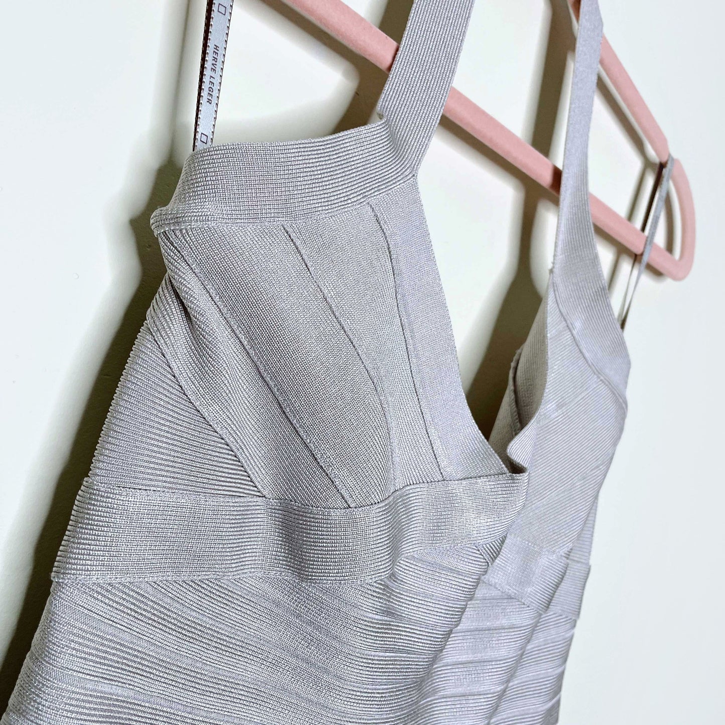 herve leger stone halter bandage mini dress - size small