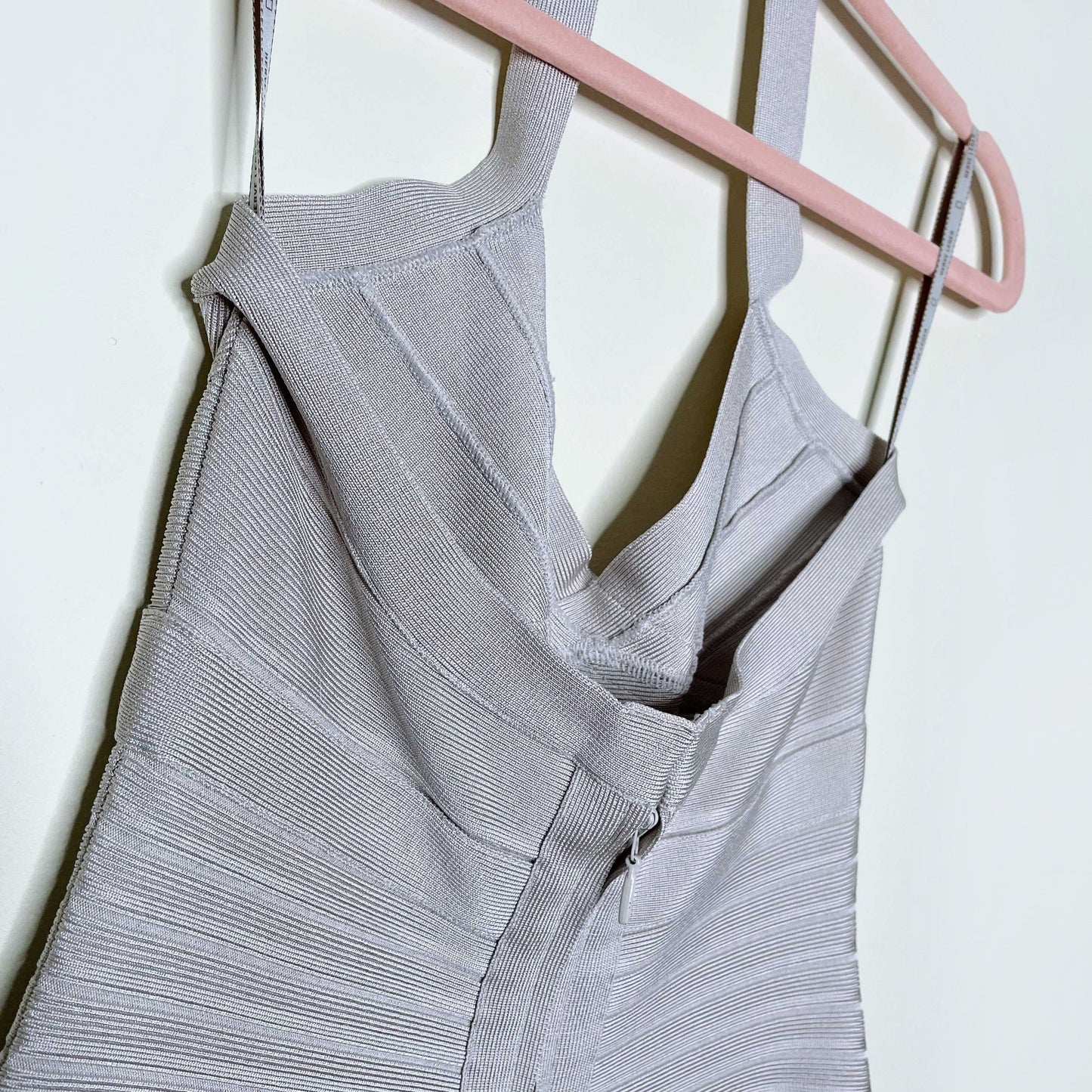 herve leger stone halter bandage mini dress - size small