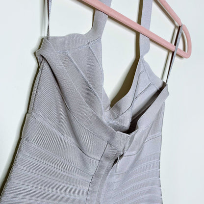 herve leger stone halter bandage mini dress - size small