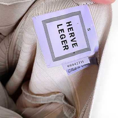 herve leger stone halter bandage mini dress - size small