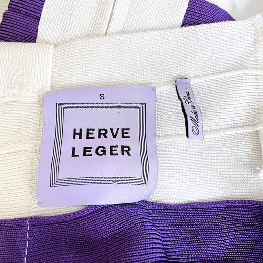 herve leger purple white bandage dress - size small