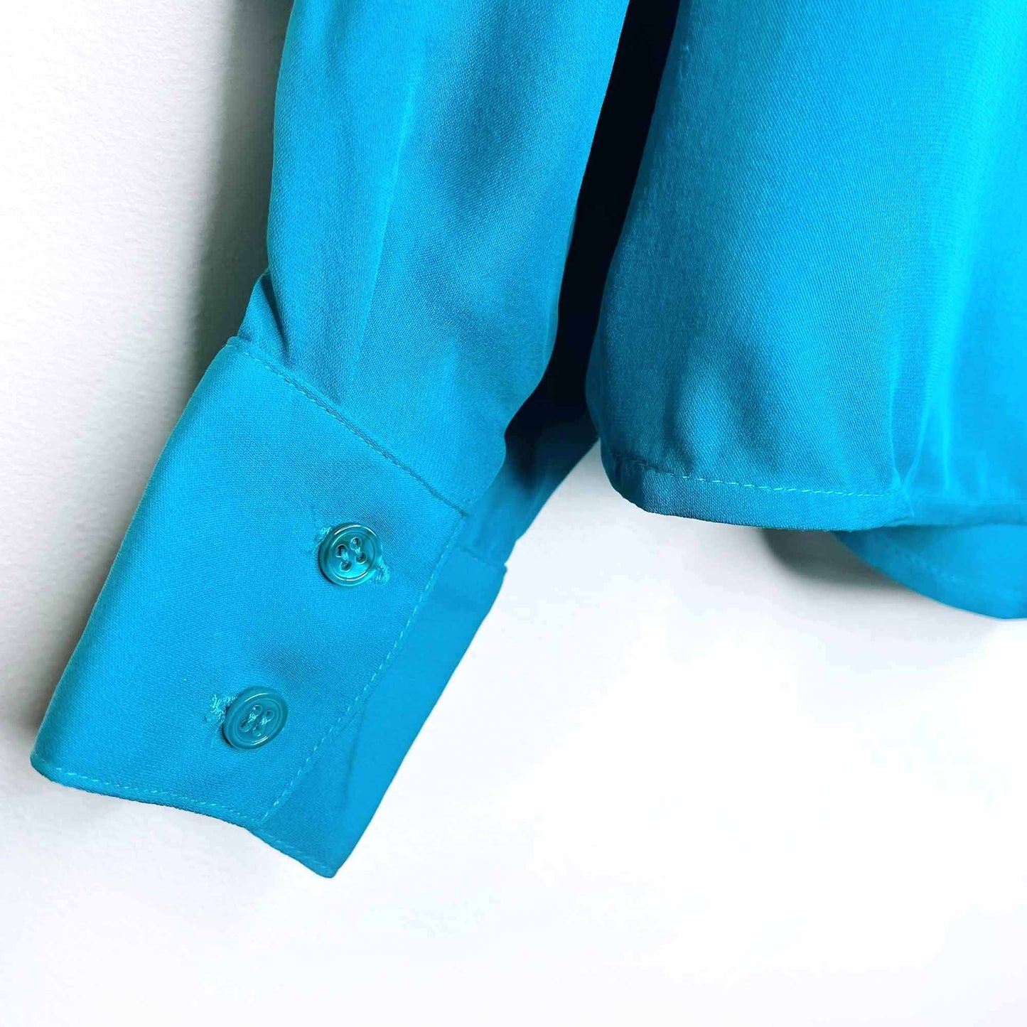haute hippie teal silk 1/2 button down blouse - size small