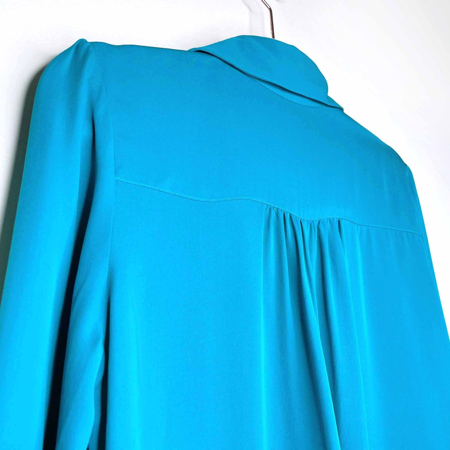 haute hippie teal silk 1/2 button down blouse - size small