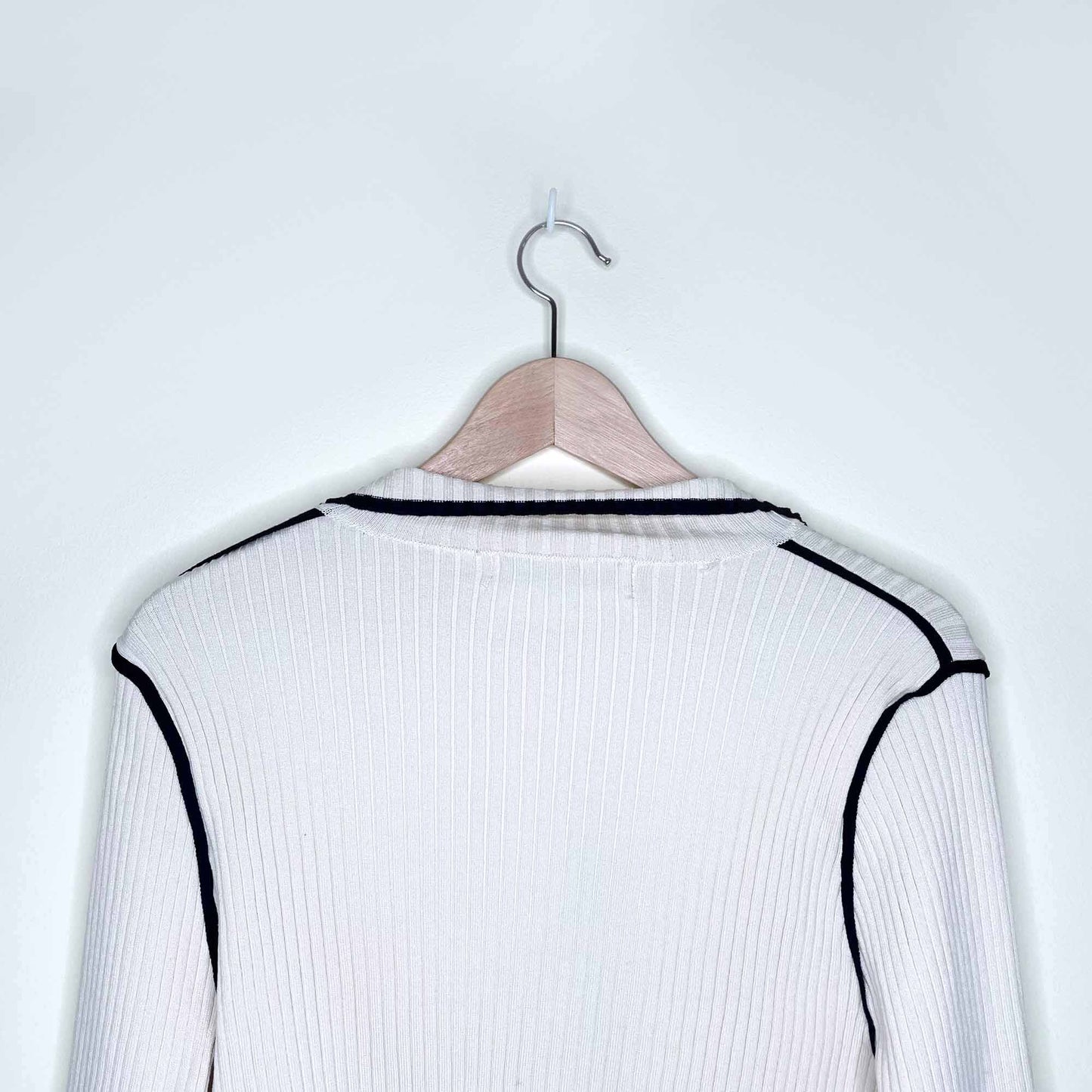 high leng fan ribbed cropped cardigan - size sm/med