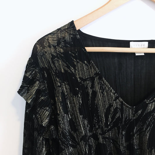 Hinge gold cinched ruffle holiday blouse - size small