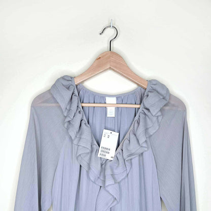 h&m crêpe chiffon long ruffle trimmed maxi dress - size xs