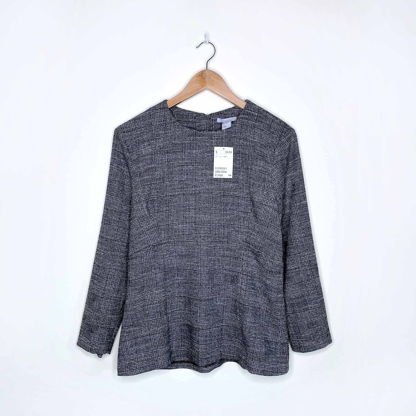 nwt h&m suited peplum long sleeve work top - size 12