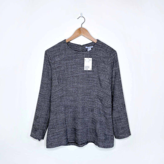 nwt h&m suited peplum long sleeve work top - size 12