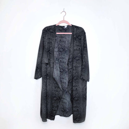 h&m dividend snake print open waterfall jacket - size 14