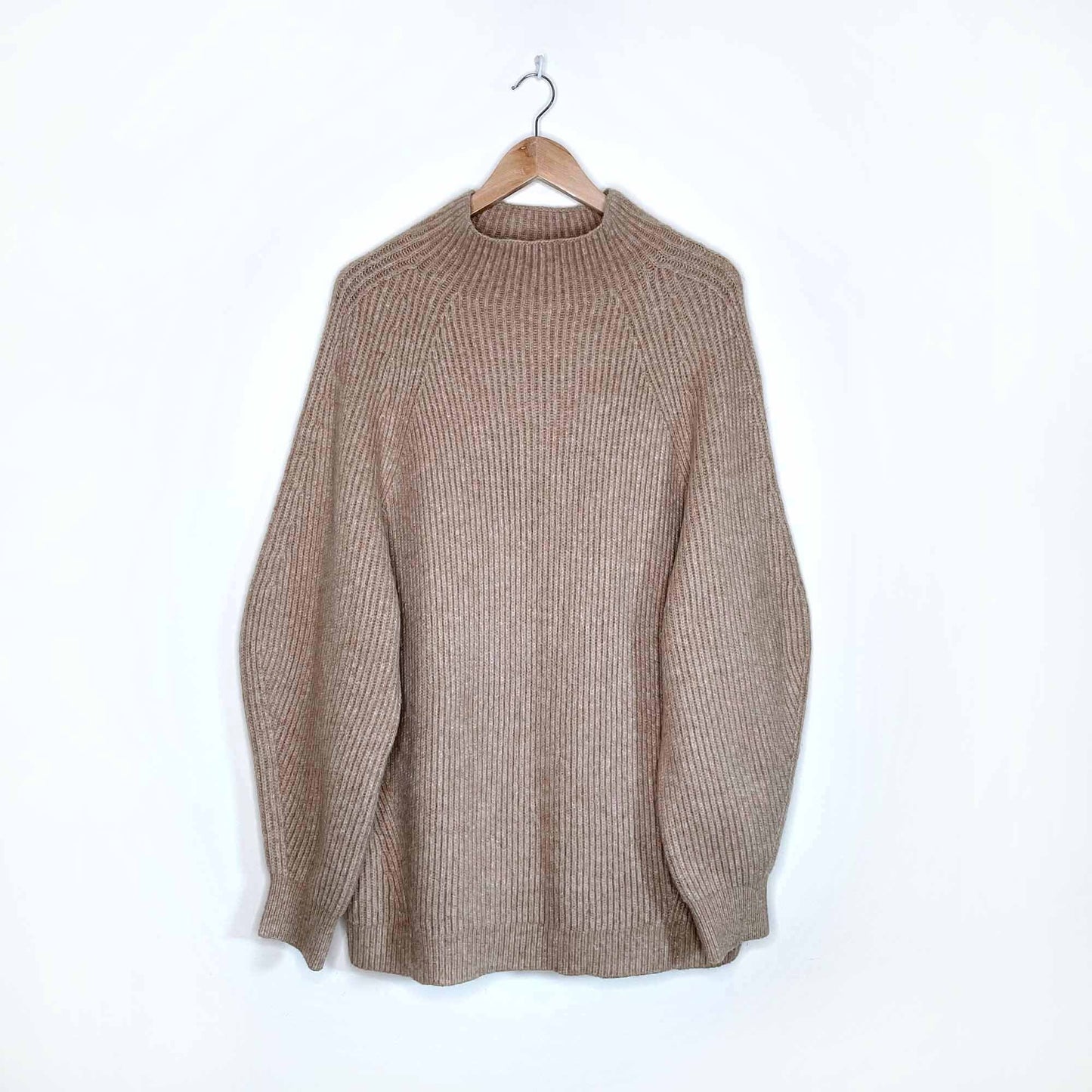 h&m mock neck ribbed balloon sleeve sweater - size large