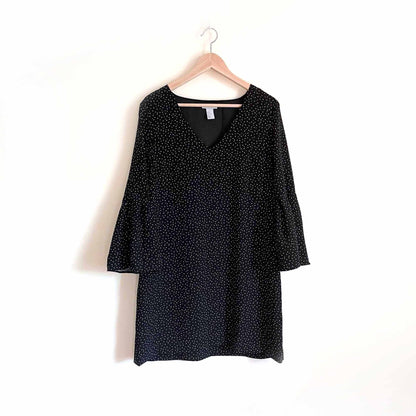 h&m polka dot shift dress with bell sleeves - size 12