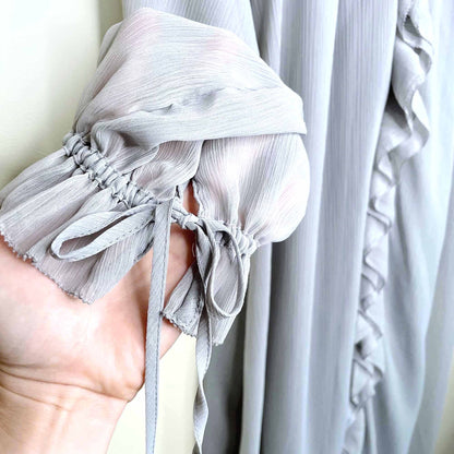 h&m crêpe chiffon long ruffle trimmed maxi dress - size xs