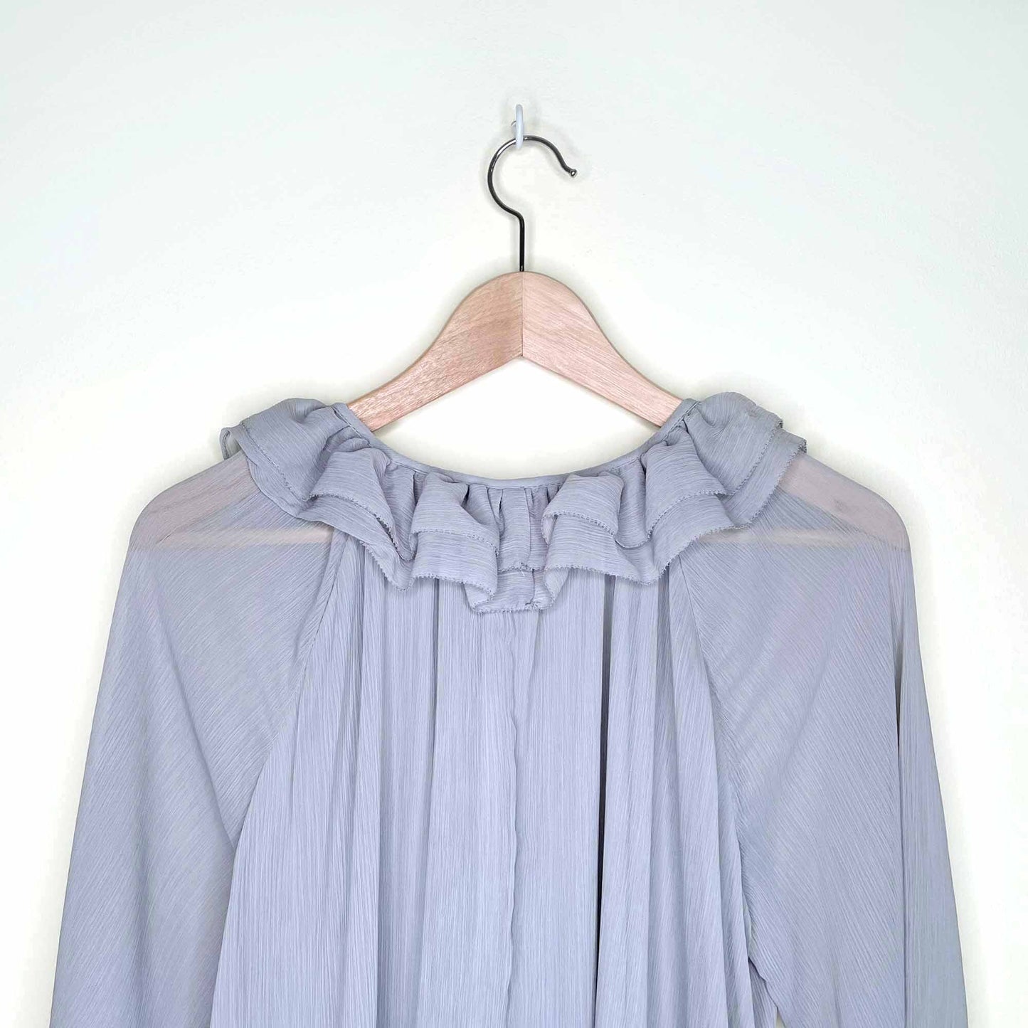 h&m crêpe chiffon long ruffle trimmed maxi dress - size xs