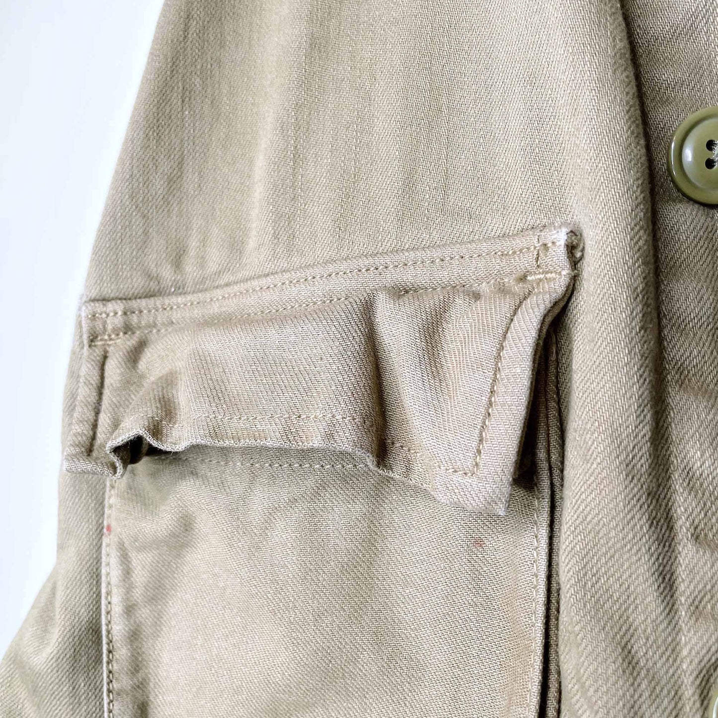 h&m denim twill cropped khaki utility cargo jacket - size 10