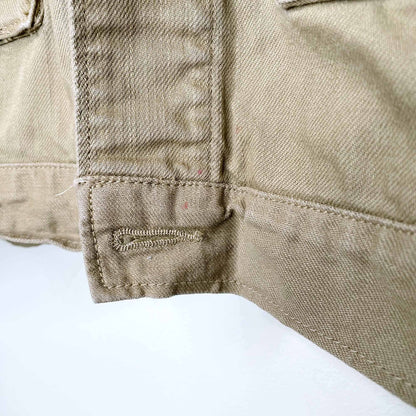 h&m denim twill cropped khaki utility cargo jacket - size 10
