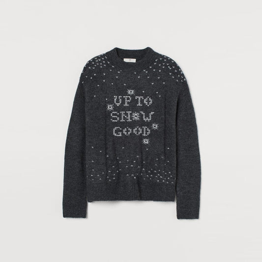 h&m up to snow good jacquard knit cozy holiday sweater - size large