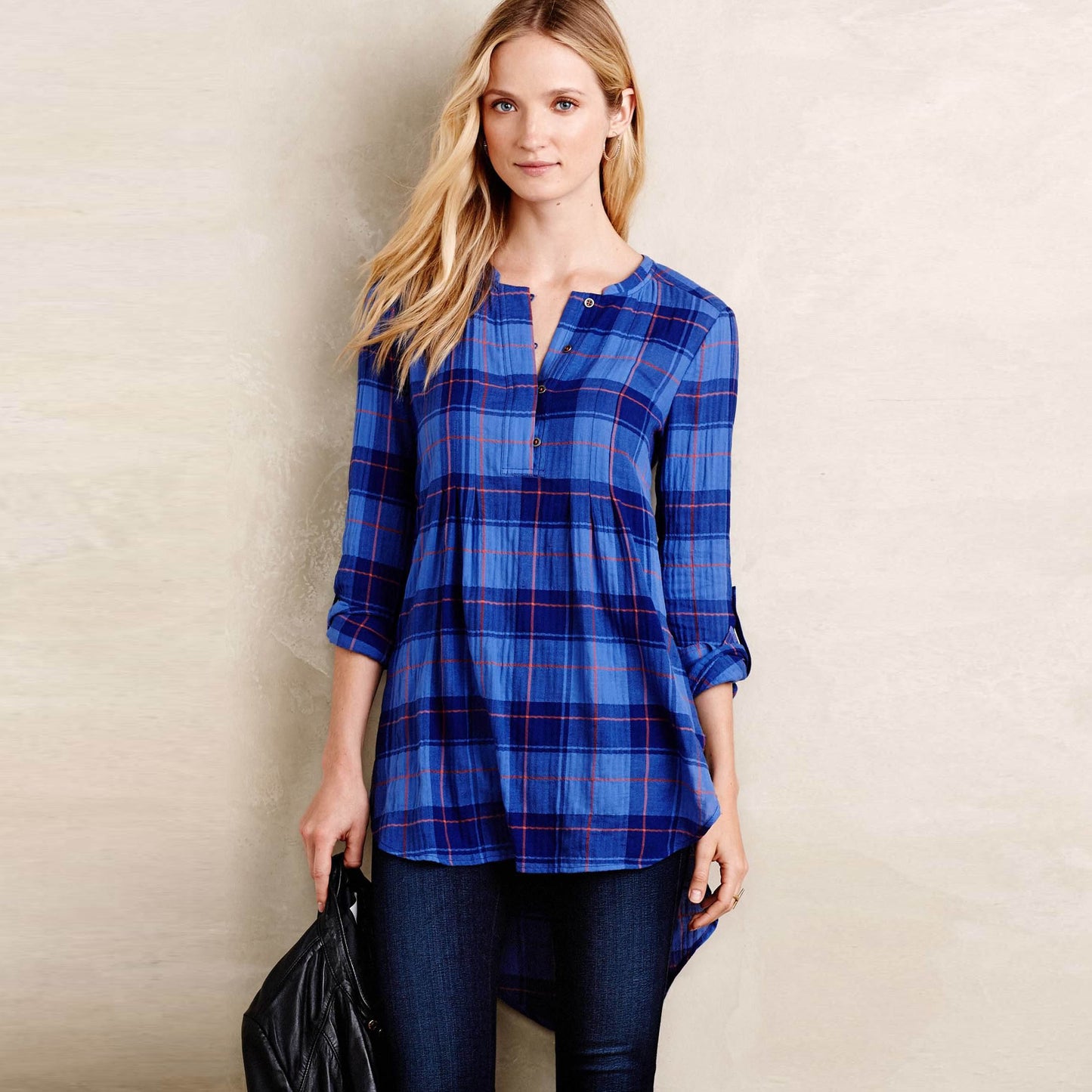 Holding Horses Plaid Gauze Tunic - size Medium