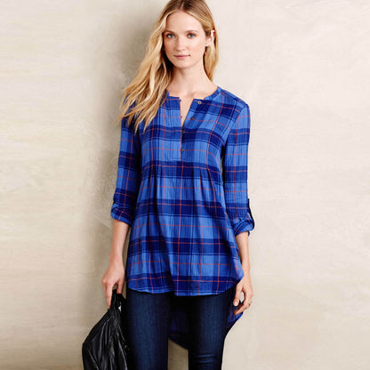 Holding Horses Plaid Gauze Tunic - size Medium